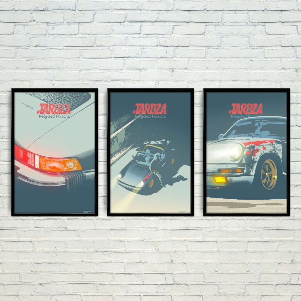 Tardza all 3 artworks. Recycled Porsche 911 Targa 1984